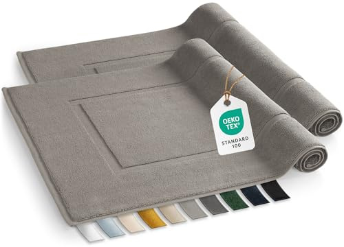 Blumtal Alfombra de baño Terry 100% algodón en 50 x 80 cm – Alfombra de baño con certificado Oeko-Tex – Alfombrilla de baño y alfombrilla de baño en juego de 2 piezas en gris
