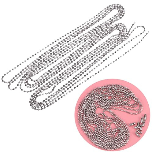 Operitacx Kugelkette Mit Verbindern Aus Edelstahl 3 m Zuschneidbar 10 Anschlüsse Für Schlüsselanhänger Erkennungsmarken Flaschenverschluss-Anhänger Diy Schmuck