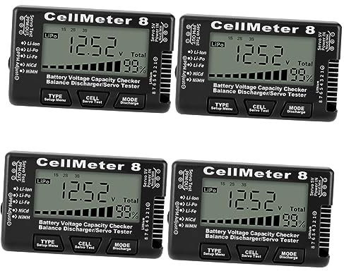 jojofuny 4pcs Lithium Ion Battery Tester Battery Capacity Checker Lcd Display Voltage Tester