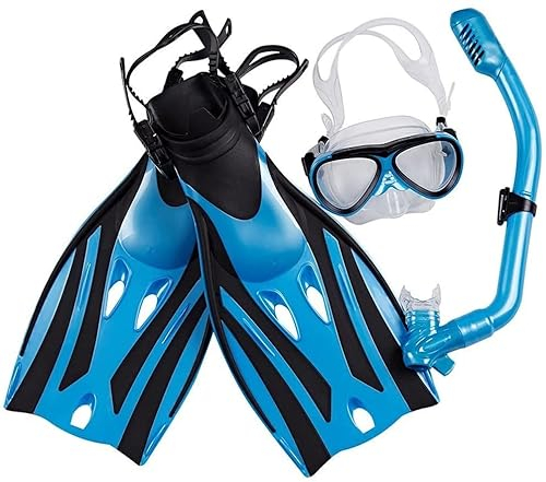ISCBAFYX Kompaktes Schnorchelset für Erwachsene mit Antibeschlag-Schwimmmaske, Schnorchel und Flossen (S) - klare Ausblicke in die Tiefe