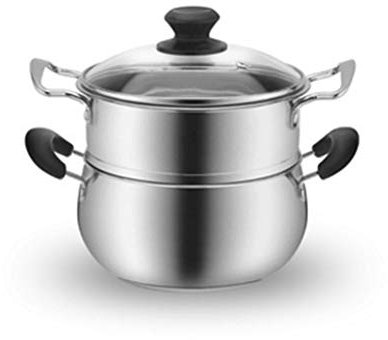 ANSNOW Olla de Sopa de Acero Inoxidable Espesada, Olla de Acero Inoxidable de Doble Oreja para el Hogar, Olla de Vapor Pequeña, Olla de Cocina de Inducción de Gas, Vaporera
