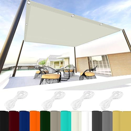 Vela Ombreggiante 4 x 8 m 98% Protezione UV Rete Ombreggiante con Fune per Giardino, Balcone, Piscina, Avorio