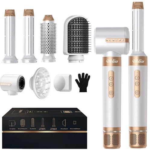 UKLISS Magic Styler 7 in 1 Hot Air Brush - Hair Styler with Round Brush, Straightener, Dryer for Wavy, Straight & Volumized Hair
