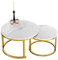 Home Heaven® Couchtisch Rund Weiss Marmor mit Gold – Runder Wohnzimmertisch 2er Set für Wohnzimmer - Ø70cm Ø50cm