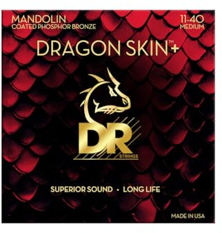 DR DMP-11 - DRAGON SKIN+™ Phosphorbronze-Mandolinensaiten, Extra Leicht 11-40, Überlegener Klang mit Angenehmer Haptik und Längerer Lebensdauer