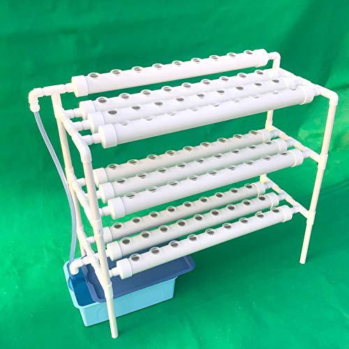 Mermajestic Hydroponic Grow Kit,3 strati di tubi in PVC, sistema di coltivazione idroponica con cesti, impianti idroponici per piante e balconi, sistema da giardino per verdure, fiori (90 piante)