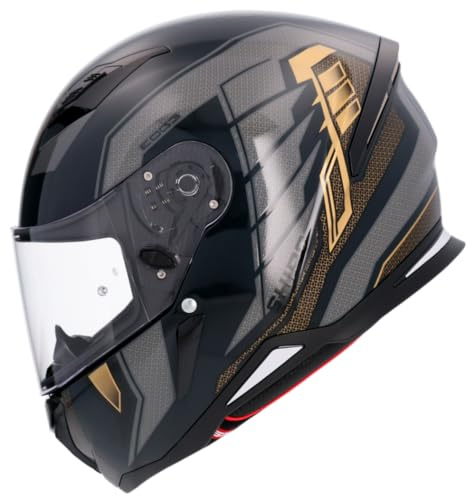 Shiro Helmets Casco Hunter Edge Negro y Dorado Totalmente Homologado (M 57/58)