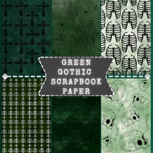 Green Gothic Scrapbook Paper: 40 Pages Double Side Printed Paper for Card Making, Origami and Art Craft DIY Projects | Halloween Goth Victorian Vintage Pattern