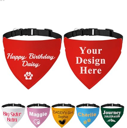 FAMIPAWS Bandanas personnalisés pour chien avec boucle, photo, logo, écharpe personnalisée, babillons, foulard, accessoires pour costume pour chiens de petite, moyenne et grande taille, chiot, chat