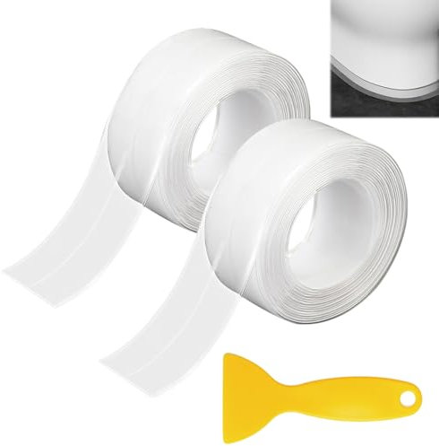 2 PCS Simple Seal,Transparent Bath Sealant Strip,Waterproof Sealant Tape,Self-Adhesive Simple Seal Tape for Bathroom,with Scraper,3.2m × 2.2cm,Suitable for Bathtub,Toilet,Wall,Corner,Kitchen