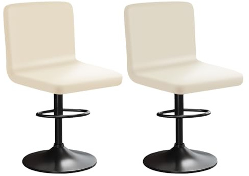 HuaLiSiJi Stretch Barhocker Stuhlhussen Bezüge Bezug Barhocker mit Lehne Samt Bar Stuhlhussen, Luxuriöser Stoff，Einer Weichen Textur, Dehnbar Knitterfrei Waschbar Staubdicht (2, Beige)