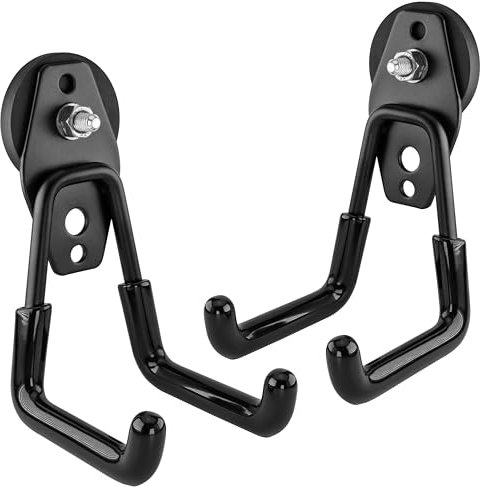 POPPSTAR 2 Magnetic Garage Hooks (Round Ø 43 mm, Pulling Force 8 kg, Height 80 mm), Black