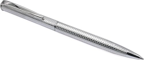 NYLOE - Kugelschreiber - Personalisiert - Sterlingsilber mit Antioxidationsbeschichtung - Graviertes Schachbrettmuster - Nachfüllbar mit Mine - Handgefertigt - Made in Italy