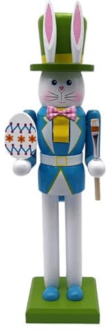 Holz Nussknacker Dekorationen, 30,5 cm Osterhase Holz Nussknacker Dekor, Ostern Nussknacker Figur, sammelt Nussknacker Ornament Frühling Festival Party Nussknacker für die Heimdekoration Büro Geschenk