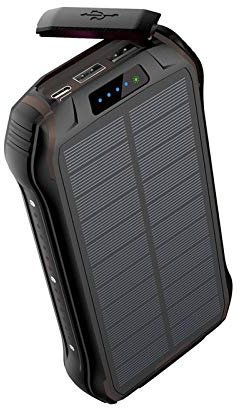 26800Mah Banque d’Alimentation Solaire Chargeur Rapide Batterie Externe Portable étanche, Lampe de Poche, Noir