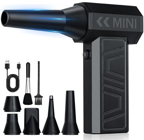 Romon Soplador de Polvo Eléctrico 105000RPM, 3 Velocidades Recargable Aire Comprimido Limpieza PC Potente con Batteria Limpiadores de Aire a Presión para Electrónicos Laptop Teclado Casa Coche