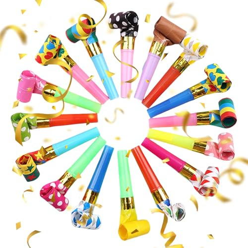 BFUZXY 20 Stück Tröte,Trompete Kinder,Tröten Kindergeburtstag,Tuten Kinder Geburtstag,Seifenblasen Pfeife,Seifenblasenpfeife,Krachmacher,Tröten Geburtstag,Seifenblasenpfeife Erwachsene,Party Zubehör
