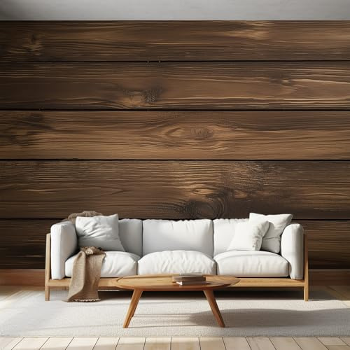 Générique Papier Peint Panoramique Effet Bois Marron, Papier Peint Rustique Bios, Fresque Murale, Decoration Chambre Salon, 366 x 254 cm &B01
