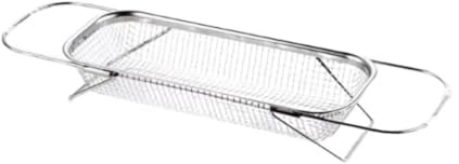 ZGHQHCDRH Over The Sink Colander Strainer Basket,Stainless Steel Fine Mesh Strainer Basket ，Extendable Stainless Steel Colander Food Strainer- Cleaning Fruits, Vegetables, Tableware