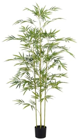 PortoAlegre Grand bambou artificiel en pot - 120 cm - En soie avec 4 troncs et feuilles réalistes - Pour bureau, salon, balcon, décoration d'angle