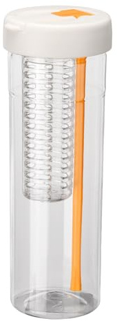sourcing map Botella de agua con infusor de frutas, de plástico, a prueba de fugas, a prueba de roturas, con popote plegable para gimnasio, camping, viajes, bebidas frías, color blanco