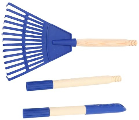 BESPORTBLE Râteau à 14 Dents en Plastique Bleu Petit Râteau de Jardin avec Manche Amovible 87 CM Outil Ergonomique pour Nettoyage de Feuilles Pelouse Massifs et Entretien Hivernal