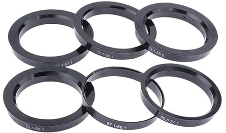LUOKEKE Zentrierringe 4 stücke Auto Kunststoff Rad Hub Zentrierringe Zentrum Bohrung 66,6-57,1 67,1-60,1-66, 73,1-56,6,1-57, Schwarz(A6)