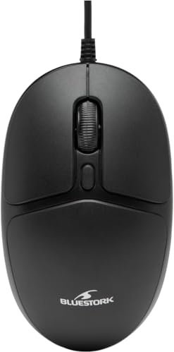Bluestork - M-W-OFF20 - Souris Filaire Compacte Réactive et Précise - Souris d'ordinateur ambidextre - silencieuse 1000 DPI - Compatibilité PC & Mac - New (Lot de 5)