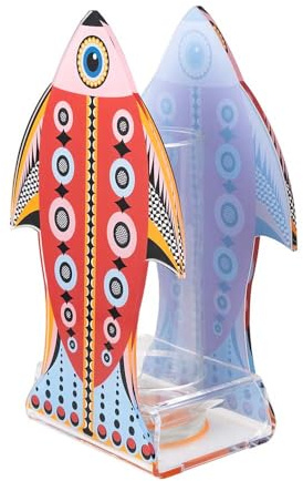 VESTA Vaso portafiori Pesce - Variante Paradiso - H28,5 cm - Cristallo acrilico con vaso interno in vetro - Lavorazione artigianale - Idea regalo - Made in italy