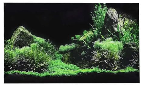 DKJAHSEK Aquarium RüCkwand Aquarium Aquarium Meeresboden Wasser Gras Hintergrund PVC Aufkleber Aquarium Pflanzen Aquarium Dekoration(76 x 46cm)