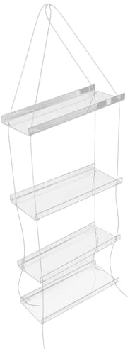 jojofuny 4 Tiered Acrylic Hanging Flower Holder for Windowsill with Excellent Light Transmission and Height Adjustable Design, Modern Plant Rack for Succulents and Flower Pots, Space Saving