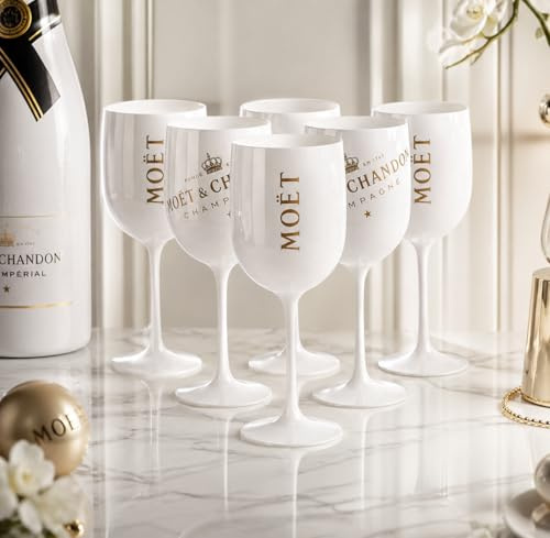 Vegtonia Acryl Champagnergläser 6er Set – Bruchsichere Sektgläser – Leicht, elegant & wiederverwendbar – Perfekt für Partys & Events – passend für Moët & Chandon Champagner