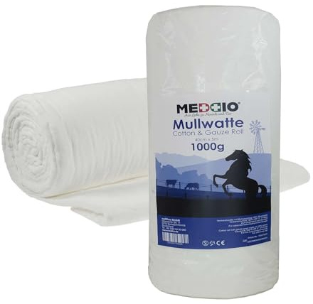 1 Mullwatterolle 40cm x 5m Verbandwatte Bandagierwatte Polsterwatte Pferd Rind