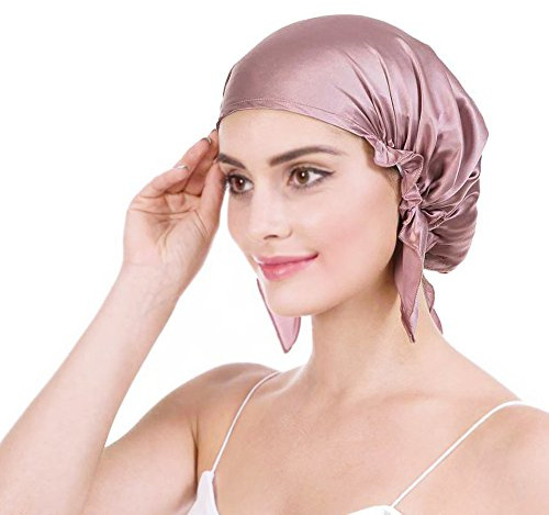 OROPY Mulberry Silk Hair Bonnet for Sleeping, Women Satin Bonnet, Deep Pink