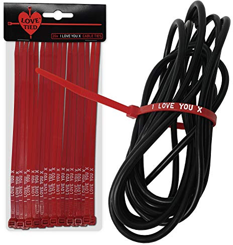 Love Tied – 20 ‘I Love You’ Cable Ties - Loving Gift for Him, Her, Anniversary, Boyfriend, Girlfriend, Husband, Valentines Day Gift, Fathers Day, Dads Birthday Present