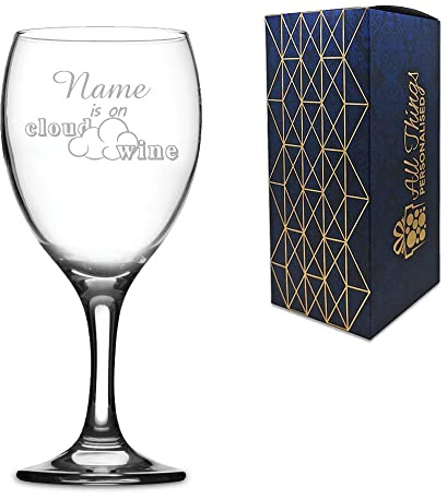 Personalised Engraved Novelty Wine Glass with Cloud Wine Design, Gift Boxed, Perfect for Any Occasion