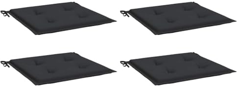 vidaXL Gartenstuhl Kissen 4 STK., Sitzkissen Outdoor Indoor, Stuhlkissen mit 2 Sätzen Schnüren, Stuhlauflage Sitzpolster, Schwarz 40x40x3cm Oxford-Gewebe