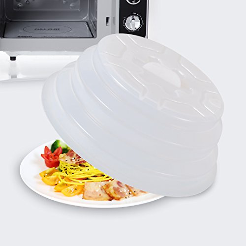 Kichwit Silicone Microwave Plate Cover Collapsible, Dishwasher Safe and BPA Free, 11, White