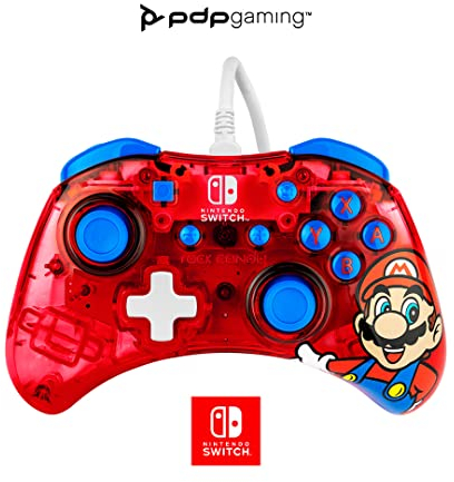 PDP Rock Candy verkabelt Gaming Switch Pro Controller - Mario - Rot - Official License Nintendo - OLED / Lite Compatible, Compact, Durable Travel Controller
