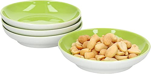 Ritzenhoff & Breker juego de 4 cuencos Doppio en verde, porcelana plana, 10 cm de diámetro y 2,1 cm de altura, coloridos cuencos para varios entrantes, aptos para lavavajillas.