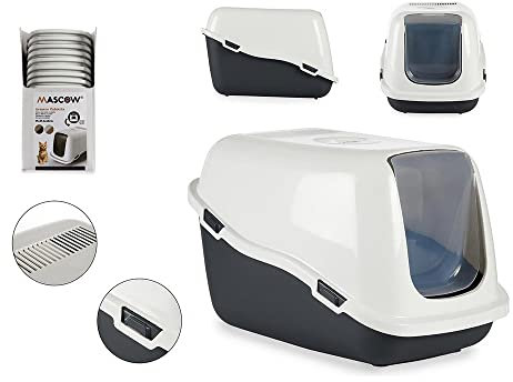 Mascow Arenero para Gatos Blanco Gris oscuro Plástico (37 x 35,7 x 57,5 cm)