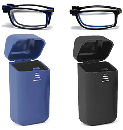 Hubeye 2 par vikbara läsglasögon män kvinnor blåljusfilter läshjälp ultralätt med hårt glasögonfodral för enkel transport 1,50