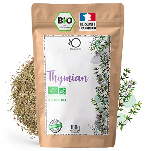 ORIGEENS Organic Thyme Tea 100g - Origin France | Dried Leaves for Cough Tea and Cooking