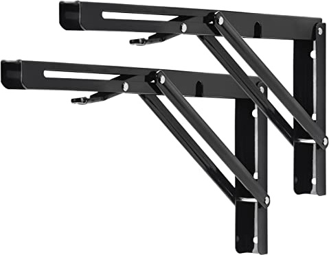 YUMORE Klappkonsole Robuste 35 cm Klappbare Regalhalterungen Wand Schwarz | Regalträger Klappbar Schwerlast Tischhalter Klappscharnier für Bänke Regale Wandmontage, Platzsparende, Kapazität 150kg