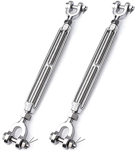 hannger 2 Pack Turnbuckle, 5/16 (M8) 304 Stainless Steel Turnbuckle for Cables Wire, 2100 lbs Working Load Limit, Jaw and Jaw Turnbuckles for Wire Tensioner, Shade Sail, Zipline