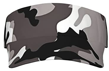 Black Grey White Camo Unisex Sun Visor Hats Adjustable Uv Protection Sport Visor Cap for Outdoor Sports Summer Beach, Black, One Size, Black, One Size