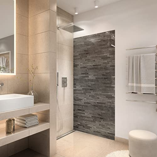 StickerProfis Duschrückwand selbstklebend 1,8mm - STEINWAND LUXURY - hochglänzende Kunststoff Wandverkleidung für Badewanne und Dusche & Duschkabine