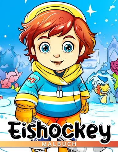 Eishockey-Malbuch: Lustige Tiere spielen Eishockey mit kreativen und erstaunlichen Skizzen Geschenkidee für Kinder Teenager Jungen und Mädchen