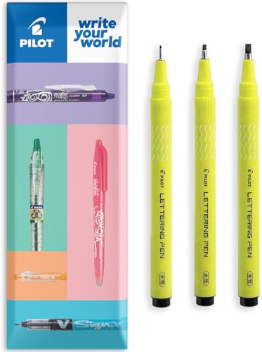 Pilot DR bokstäver kalligrafi fineliner penna - 1,0 mm, 2,0 mm, 3,0 mm - svart bläck - plånbok med 3