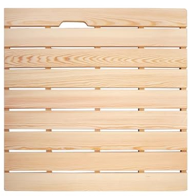 KDDEON Moderne rutschfeste Holz Badematte für Dusche,Badewanne,Schwimmbad,Rechteckige Bambus Badematte,Natürliche Holz-Duschmatte,wasserdichte Küchenmatte,mit Rutschfesten Füßen (30x30cm/12x12in)